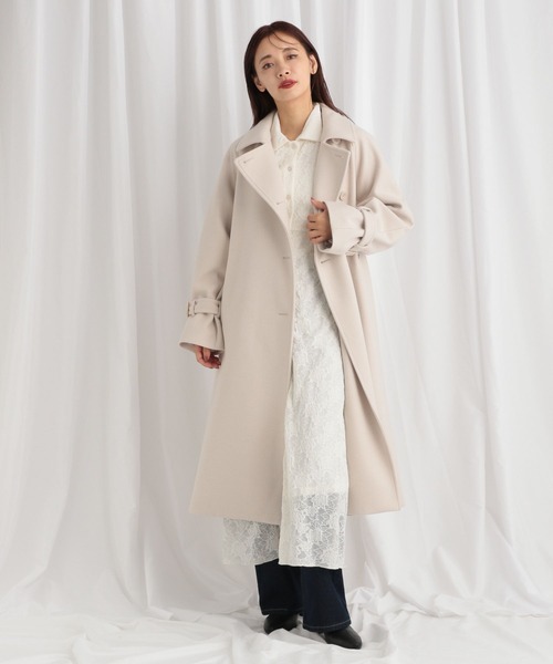 mysty woman（ミスティウーマン）の「3WAYスタンドネックコート 571501（チェスターコート・レディース・チャコールグレー/アイボリー/ブラック/グレイッシュベージュ/ホワイト・SMALL/MEDIUM）」の16枚目の写真