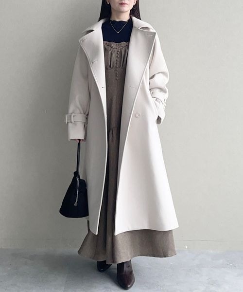 mysty woman（ミスティウーマン）の「3WAYスタンドネックコート 571501（チェスターコート・レディース・チャコールグレー/アイボリー/ブラック/グレイッシュベージュ/ホワイト・SMALL/MEDIUM）」の7枚目の写真