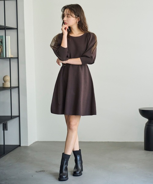 31 Sons de mode（トランテアン　ソン　ドゥ　モード）の「2025秋冬新作 肩リボンミニニットワンピース（ワンピース・レディース・ブラウン/ブラック・ﾌﾘ-）」の17枚目の写真
