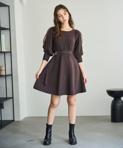 31 Sons de mode（トランテアン　ソン　ドゥ　モード）の「2025秋冬新作 肩リボンミニニットワンピース（ワンピース・レディース・ブラウン/ブラック・ﾌﾘ-）」の16枚目の写真