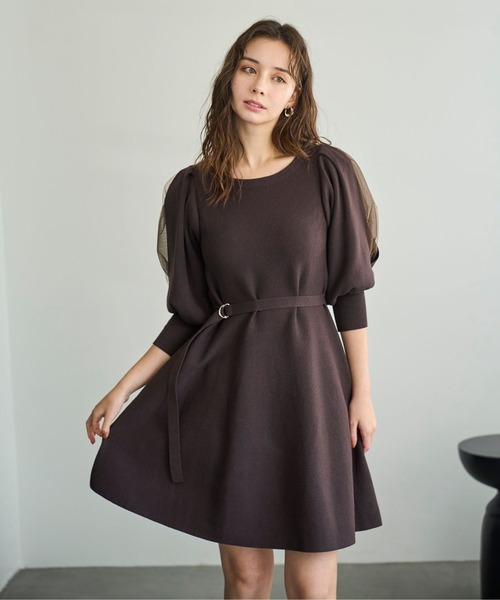 31 Sons de mode（トランテアン　ソン　ドゥ　モード）の「2025秋冬新作 肩リボンミニニットワンピース（ワンピース・レディース・ブラウン/ブラック・ﾌﾘ-）」の19枚目の写真