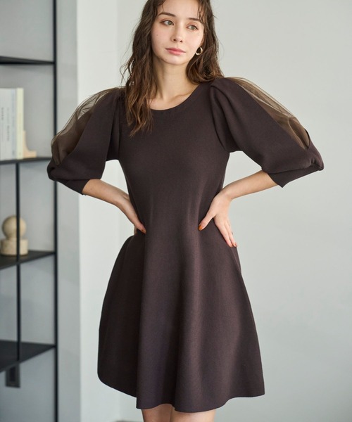 31 Sons de mode（トランテアン　ソン　ドゥ　モード）の「2025秋冬新作 肩リボンミニニットワンピース（ワンピース・レディース・ブラウン/ブラック・ﾌﾘ-）」の20枚目の写真