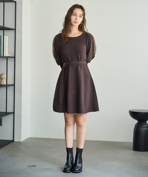 31 Sons de mode（トランテアン　ソン　ドゥ　モード）の「2025秋冬新作 肩リボンミニニットワンピース（ワンピース・レディース・ブラウン/ブラック・ﾌﾘ-）」の14枚目の写真