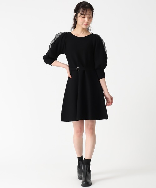 31 Sons de mode（トランテアン　ソン　ドゥ　モード）の「2025秋冬新作 肩リボンミニニットワンピース（ワンピース・レディース・ブラウン/ブラック・ﾌﾘ-）」の4枚目の写真