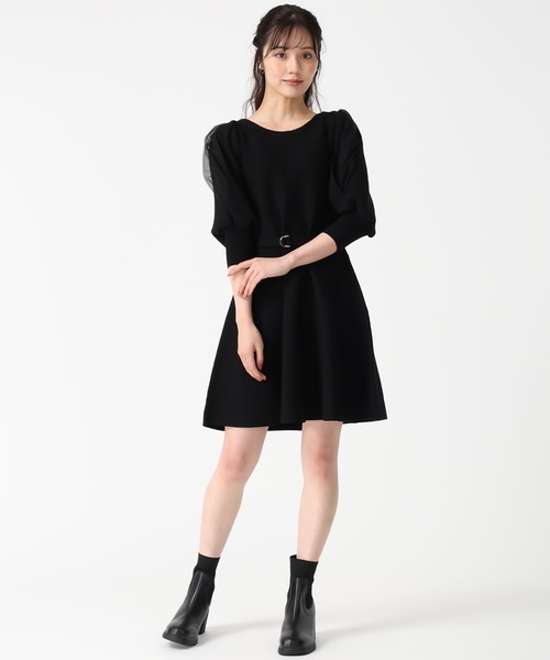 31 Sons de mode（トランテアン　ソン　ドゥ　モード）の「2025秋冬新作 肩リボンミニニットワンピース（ワンピース・レディース・ブラウン/ブラック・ﾌﾘ-）」の3枚目の写真