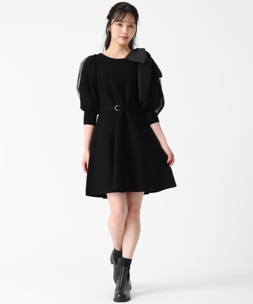 31 Sons de mode（トランテアン　ソン　ドゥ　モード）の「2025秋冬新作 肩リボンミニニットワンピース（ワンピース・レディース・ブラウン/ブラック・ﾌﾘ-）」の13枚目の写真