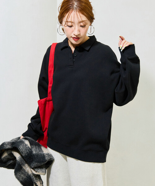 セール】限定展開 ポロ襟 スウェット プルオーバー（スウェット