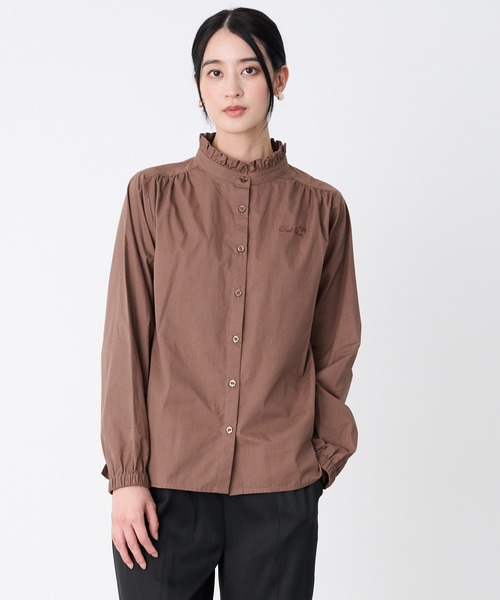 Arnold Palmer（アーノルドパーマー）の「プチフリル バンドカラー シャツブラウス（シャツ/ブラウス・レディース・クリーム/ブルー/ブラウン・L/M/S）」の2枚目の写真