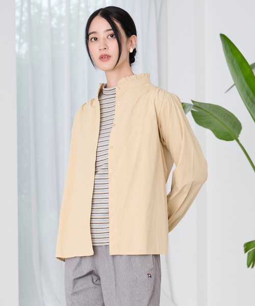 Arnold Palmer（アーノルドパーマー）の「プチフリル バンドカラー シャツブラウス（シャツ/ブラウス・レディース・クリーム/ブルー/ブラウン・L/M/S）」の3枚目の写真