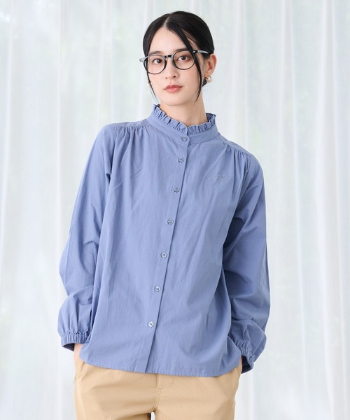 Arnold Palmer（アーノルドパーマー）の「プチフリル バンドカラー シャツブラウス（シャツ/ブラウス・レディース・クリーム/ブルー/ブラウン・L/M/S）」の7枚目の写真