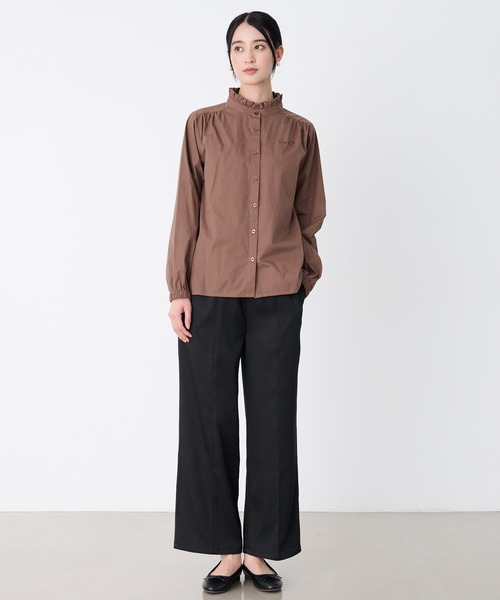 Arnold Palmer（アーノルドパーマー）の「プチフリル バンドカラー シャツブラウス（シャツ/ブラウス・レディース・クリーム/ブルー/ブラウン・L/M/S）」の9枚目の写真