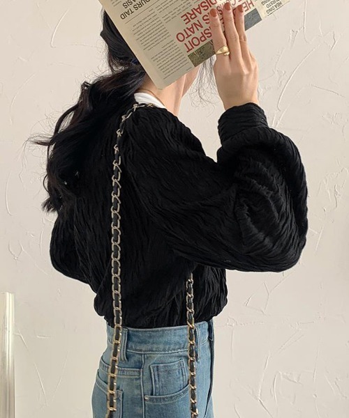 Miniministore(ミニミニストア)の「ビッグカラー ワッシャーブラウス 韓国風(シャツ/ブラウス・レディース・ブラック/ホワイト・FREE)」の14枚目の写真