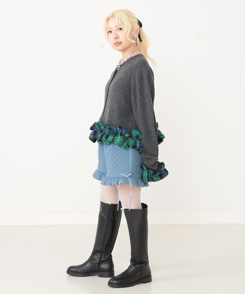 CAROLINA GLASER（カロリナ グレイサー）の「チェックフリルカーディガン（カーディガン/ボレロ・レディース・レッド/グレー・ONE SIZE）」の7枚目の写真