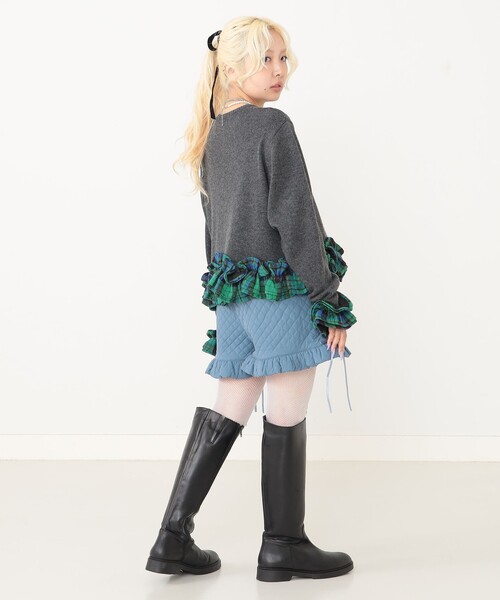 CAROLINA GLASER（カロリナ グレイサー）の「チェックフリルカーディガン（カーディガン/ボレロ・レディース・レッド/グレー・ONE SIZE）」の8枚目の写真