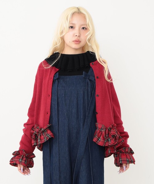 CAROLINA GLASER（カロリナ グレイサー）の「チェックフリルカーディガン（カーディガン/ボレロ・レディース・レッド/グレー・ONE SIZE）」の13枚目の写真