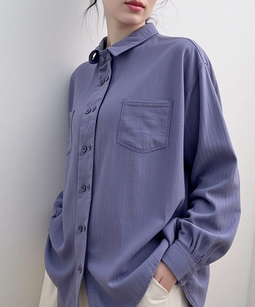 cammie(キャミー)の「ダブルボタンデザインシャツ(シャツ/ブラウス・レディース・パープル/キャメル/ダークグレー・L/M)」の10枚目の写真