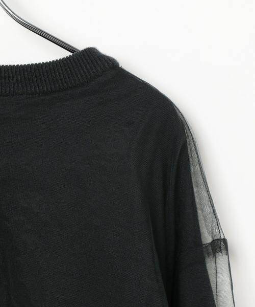 PAGEBOY(ページボーイ)の「チュールドッキングニットプルオーバー(Tシャツ/カットソー・レディース・グレー/オフホワイト/ブラック・FREE)」の6枚目の写真