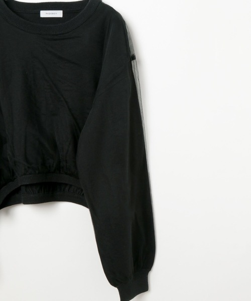 PAGEBOY(ページボーイ)の「チュールドッキングニットプルオーバー(Tシャツ/カットソー・レディース・グレー/オフホワイト/ブラック・FREE)」の7枚目の写真