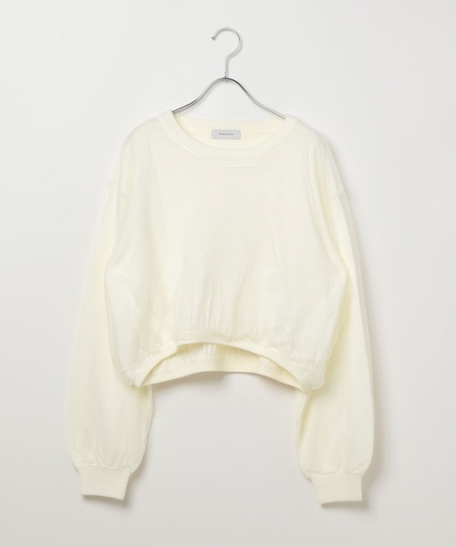 PAGEBOY(ページボーイ)の「チュールドッキングニットプルオーバー(Tシャツ/カットソー・レディース・グレー/オフホワイト/ブラック・FREE)」の13枚目の写真