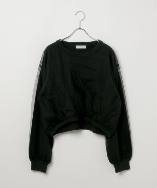 PAGEBOY(ページボーイ)の「チュールドッキングニットプルオーバー(Tシャツ/カットソー・レディース・グレー/オフホワイト/ブラック・FREE)」の10枚目の写真