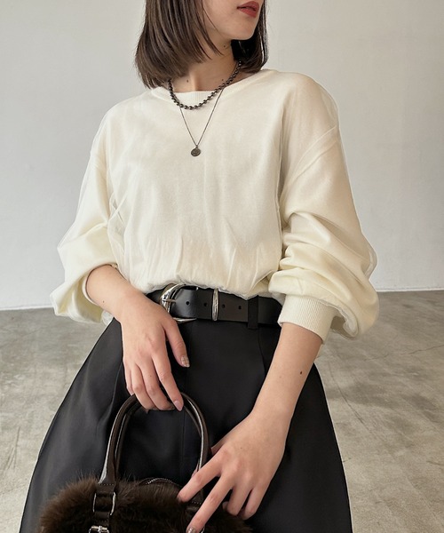 PAGEBOY(ページボーイ)の「チュールドッキングニットプルオーバー(Tシャツ/カットソー・レディース・グレー/オフホワイト/ブラック・FREE)」の21枚目の写真