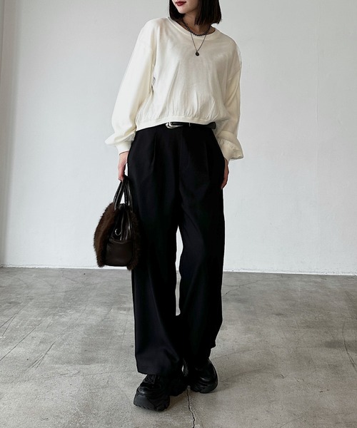 PAGEBOY(ページボーイ)の「チュールドッキングニットプルオーバー(Tシャツ/カットソー・レディース・グレー/オフホワイト/ブラック・FREE)」の20枚目の写真