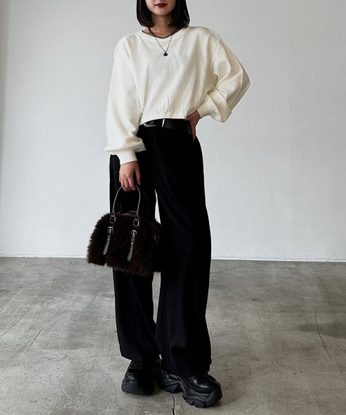 PAGEBOY(ページボーイ)の「チュールドッキングニットプルオーバー(Tシャツ/カットソー・レディース・グレー/オフホワイト/ブラック・FREE)」の17枚目の写真