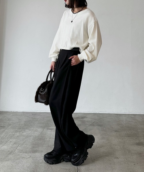 PAGEBOY(ページボーイ)の「チュールドッキングニットプルオーバー(Tシャツ/カットソー・レディース・グレー/オフホワイト/ブラック・FREE)」の19枚目の写真