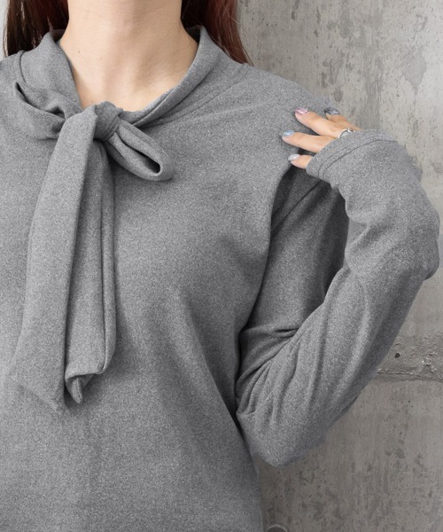 Miniministore（ミニミニストア）の「リボンタイ付きトップス ボウタイtシャツ（Tシャツ/カットソー・レディース・ブラック/グレー/ホワイト・FREE）」の19枚目の写真
