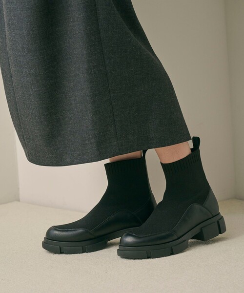 BEAUTY&YOUTH UNITED ARROWS(ビューティーアンドユースユナイテッドアローズ)の「ニット レザーライク ブーツ 撥水/晴雨兼用(ブーツ・レディース・ブラック・36/37/38)」の16枚目の写真