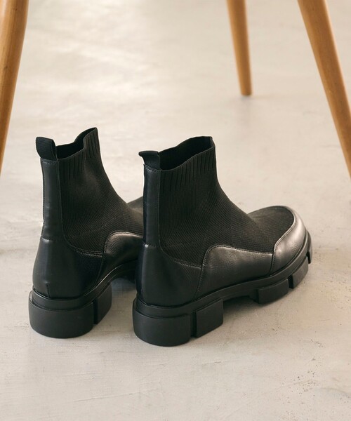 ニット レザーライク ブーツ 撥水/晴雨兼用（ブーツ）｜BEAUTY&YOUTH