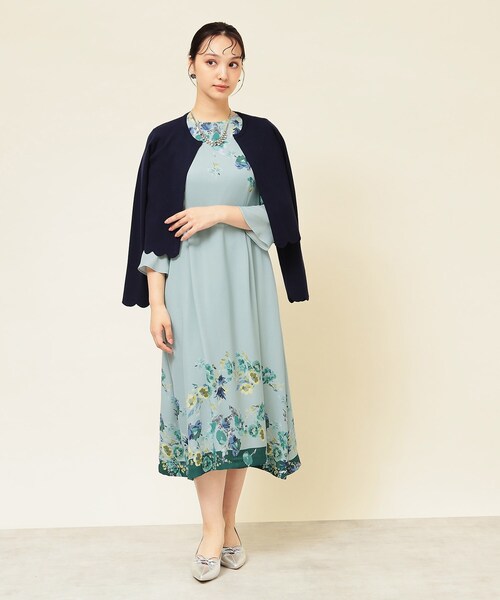 Sunauna(スーナウーナ)の「【手洗い可】花柄パネルワンピース(ワンピース・レディース・グリーン系その他2/ネイビー系1/ネイビー系/ベージュ系/モスグリーン系1・34/40/38/36)」の9枚目の写真