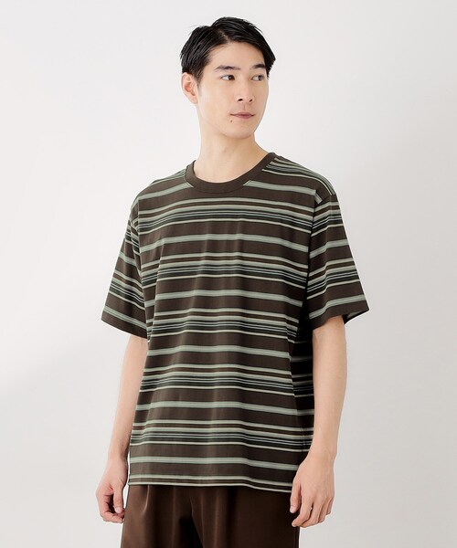 THE SHOP TK (ザ ショップ ティーケー )の「マルチボーダープルオーバー S/S(Tシャツ/カットソー・メンズ・ブラック系2/ダークブラウン系2・02/03/04)」の2枚目の写真
