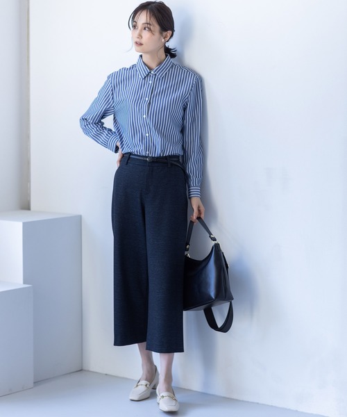 A/C DESIGN BY ALPHA CUBIC（エーシーデザインバイアルファキュービック）の「ストライプシャツ【シワになりにくい】（シャツ/ブラウス・レディース・ネイビー/ベージュ/ライトグレー・9号/13号/11号）」の16枚目の写真