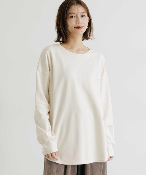 studio CLIP（スタディオクリップ）の「ダブルフェイス裾ラウンドプルオーバー（Tシャツ/カットソー・レディース・オフホワイト/ライトブルー/ライトグレー/チャコール・FREE）」の2枚目の写真