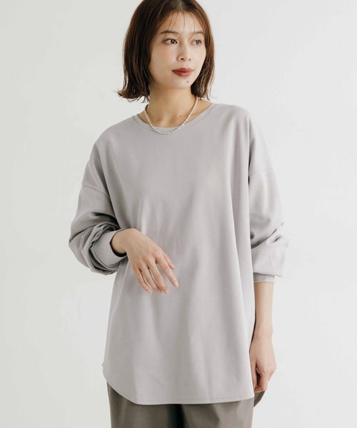 studio CLIP（スタディオクリップ）の「ダブルフェイス裾ラウンドプルオーバー（Tシャツ/カットソー・レディース・オフホワイト/ライトブルー/ライトグレー/チャコール・FREE）」の3枚目の写真