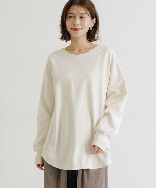 studio CLIP（スタディオクリップ）の「ダブルフェイス裾ラウンドプルオーバー（Tシャツ/カットソー・レディース・オフホワイト/ライトブルー/ライトグレー/チャコール・FREE）」の5枚目の写真