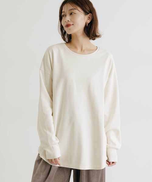 studio CLIP（スタディオクリップ）の「ダブルフェイス裾ラウンドプルオーバー（Tシャツ/カットソー・レディース・オフホワイト/ライトブルー/ライトグレー/チャコール・FREE）」の6枚目の写真