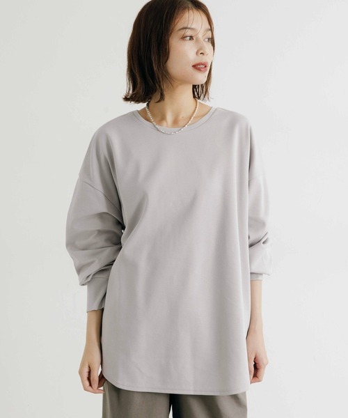 studio CLIP（スタディオクリップ）の「ダブルフェイス裾ラウンドプルオーバー（Tシャツ/カットソー・レディース・オフホワイト/ライトブルー/ライトグレー/チャコール・FREE）」の10枚目の写真