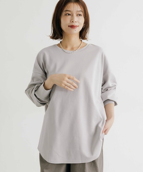 studio CLIP（スタディオクリップ）の「ダブルフェイス裾ラウンドプルオーバー（Tシャツ/カットソー・レディース・オフホワイト/ライトブルー/ライトグレー/チャコール・FREE）」の11枚目の写真