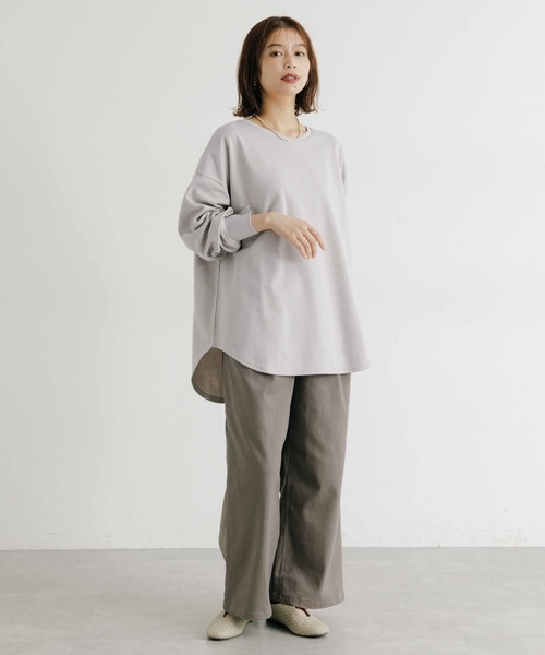 studio CLIP（スタディオクリップ）の「ダブルフェイス裾ラウンドプルオーバー（Tシャツ/カットソー・レディース・オフホワイト/ライトブルー/ライトグレー/チャコール・FREE）」の12枚目の写真