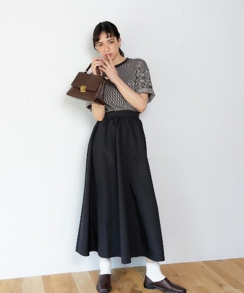 KALENO（カレノ）の「unisex / half border T（Tシャツ/カットソー・レディース・ブラウン/ベージュ/ブラック・FREE）」の8枚目の写真