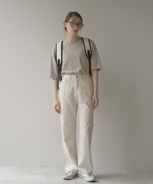 KALENO（カレノ）の「unisex / half border T（Tシャツ/カットソー・レディース・ブラウン/ベージュ/ブラック・FREE）」の9枚目の写真