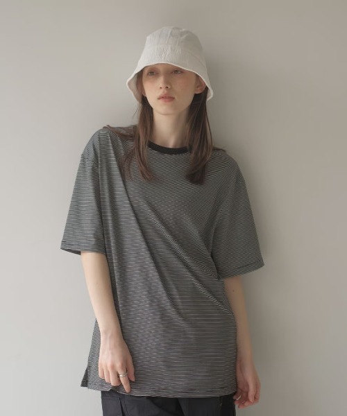 KALENO（カレノ）の「unisex / half border T（Tシャツ/カットソー・レディース・ブラウン/ベージュ/ブラック・FREE）」の12枚目の写真