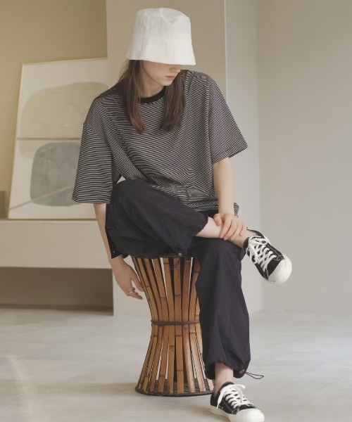 KALENO（カレノ）の「unisex / half border T（Tシャツ/カットソー・レディース・ブラウン/ベージュ/ブラック・FREE）」の13枚目の写真