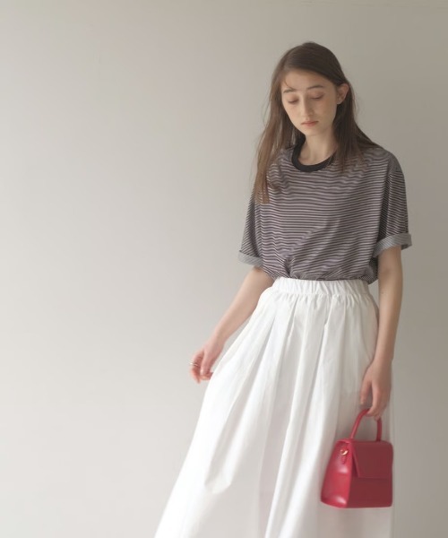 KALENO（カレノ）の「unisex / half border T（Tシャツ/カットソー・レディース・ブラウン/ベージュ/ブラック・FREE）」の14枚目の写真
