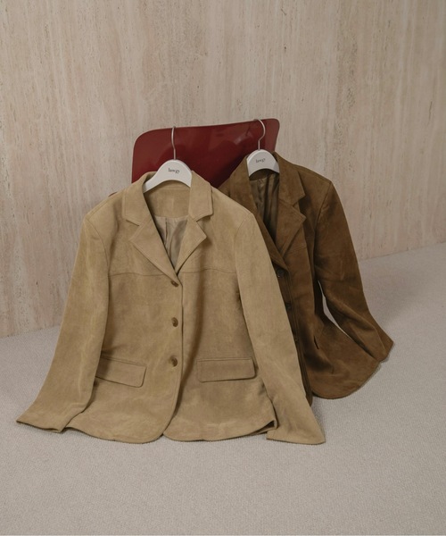 lawgy（ラウジー）の「line switching brushed tailored jacket / ラインスイッチングブラッシュドテーラードジャケット（テーラードジャケット・レディース・ベージュ/ブラウン・FREE）」の8枚目の写真