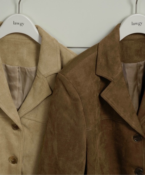 lawgy（ラウジー）の「line switching brushed tailored jacket / ラインスイッチングブラッシュドテーラードジャケット（テーラードジャケット・レディース・ベージュ/ブラウン・FREE）」の7枚目の写真