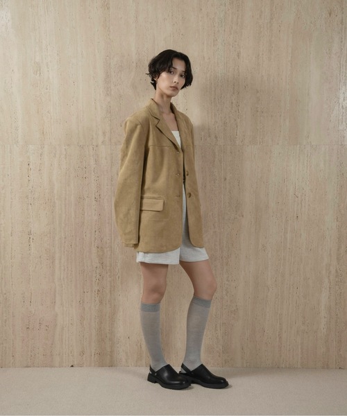 lawgy（ラウジー）の「line switching brushed tailored jacket / ラインスイッチングブラッシュドテーラードジャケット（テーラードジャケット・レディース・ベージュ/ブラウン・FREE）」の6枚目の写真