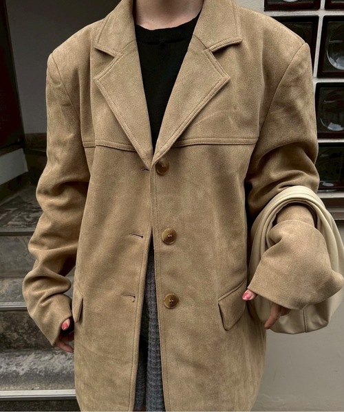 lawgy（ラウジー）の「line switching brushed tailored jacket / ラインスイッチングブラッシュドテーラードジャケット（テーラードジャケット・レディース・ベージュ/ブラウン・FREE）」の9枚目の写真